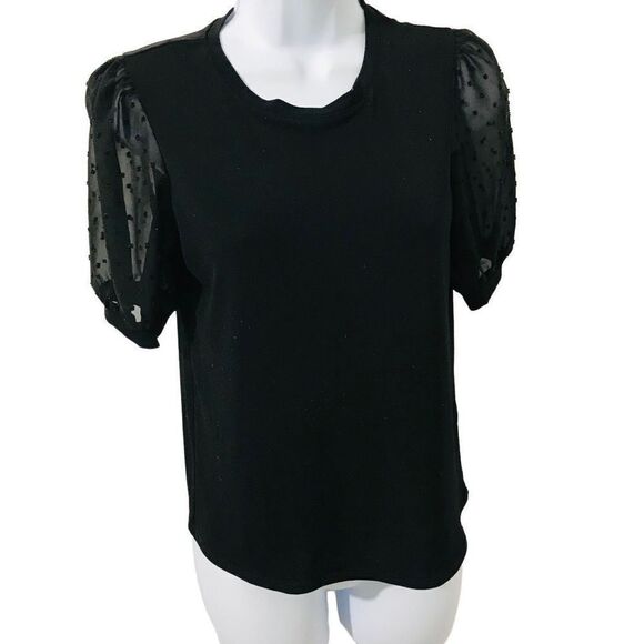 CeCe Black short sleeve blouse size. XS   A401 - Picture 1 of 4